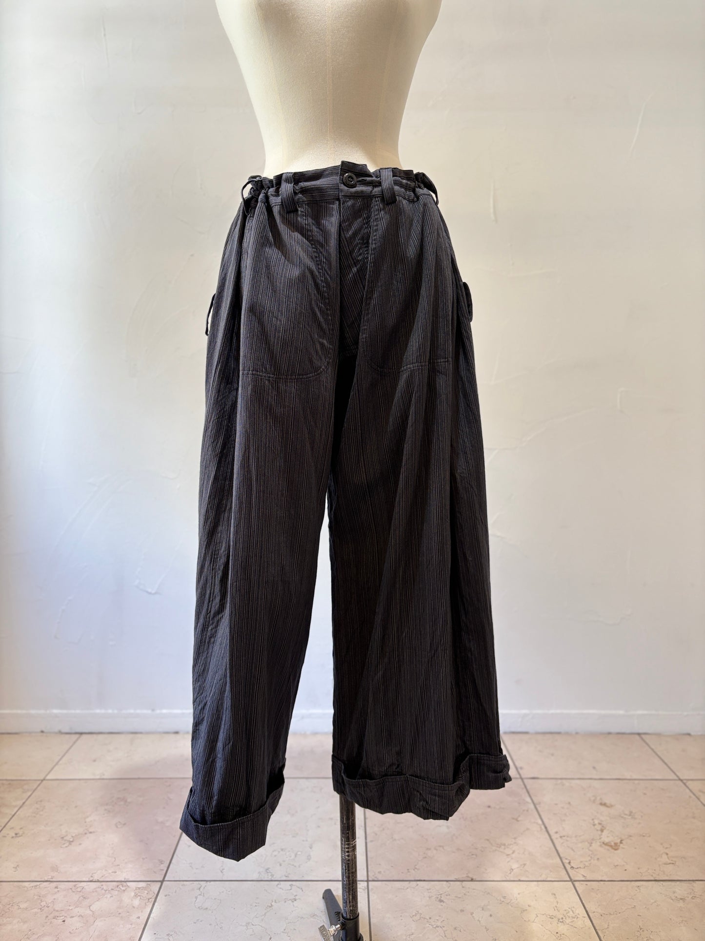 wide pants K704 SIC yatara.stripe navy/khaki