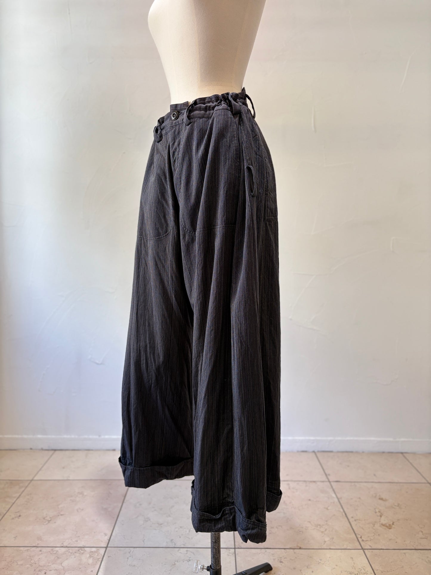 wide pants K704 SIC yatara.stripe navy/khaki