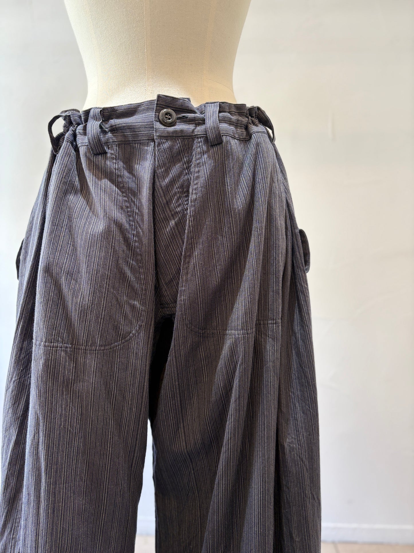 wide pants K704 SIC yatara.stripe navy/khaki