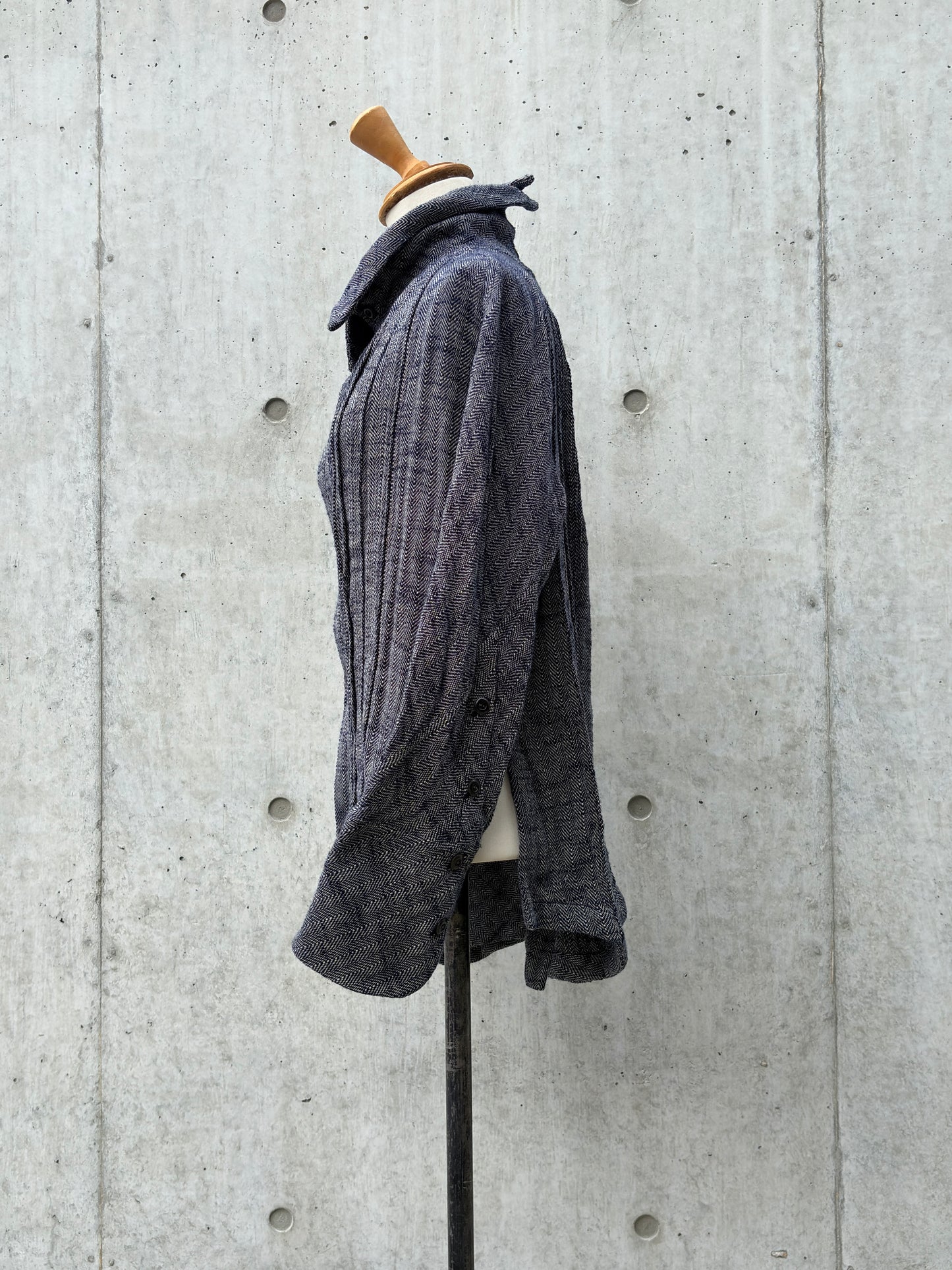 ultimate shirts K504 cotton herringbone navy/kinari