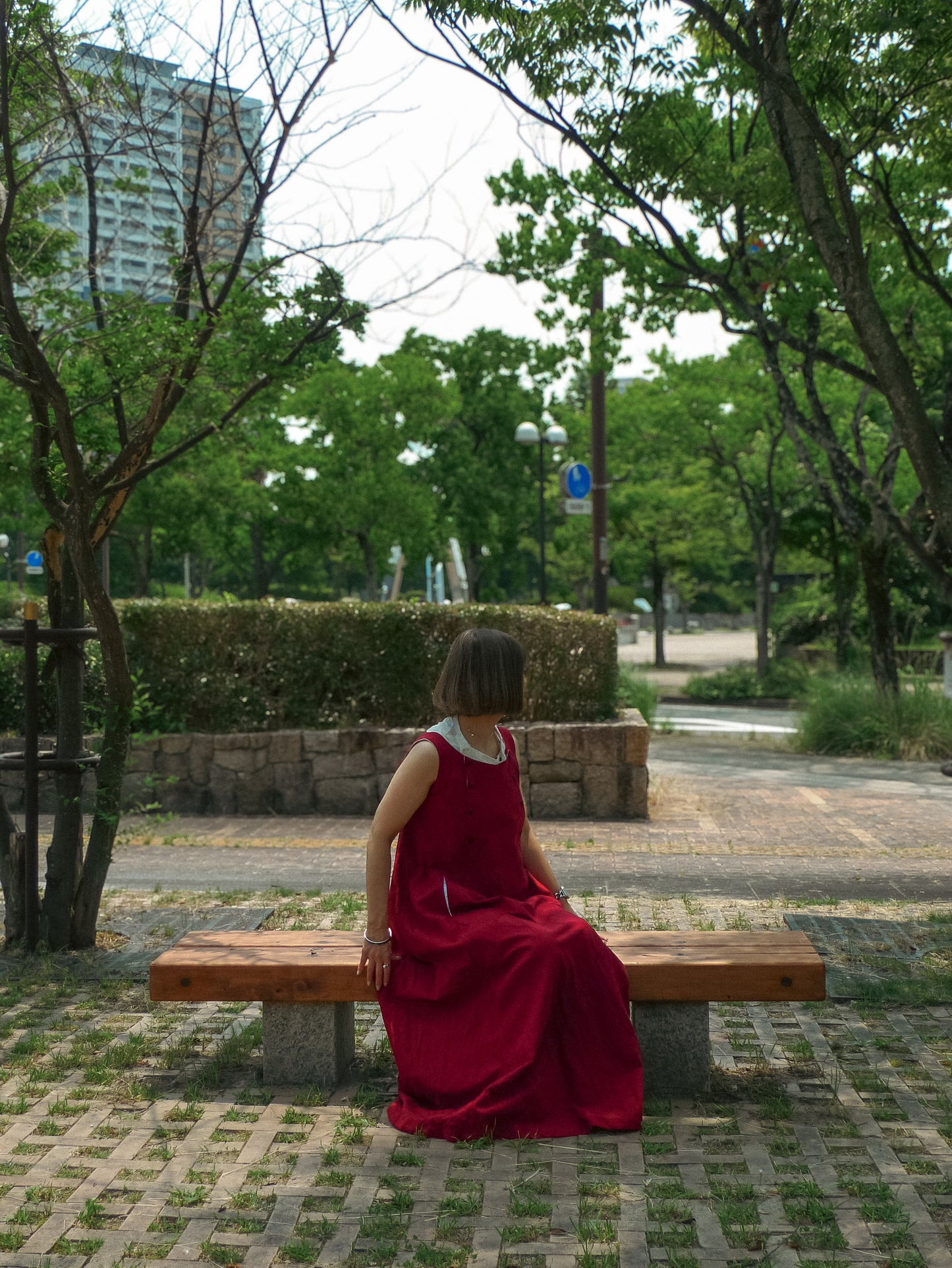 bias cutting one-piece K213 60kirikasuri red