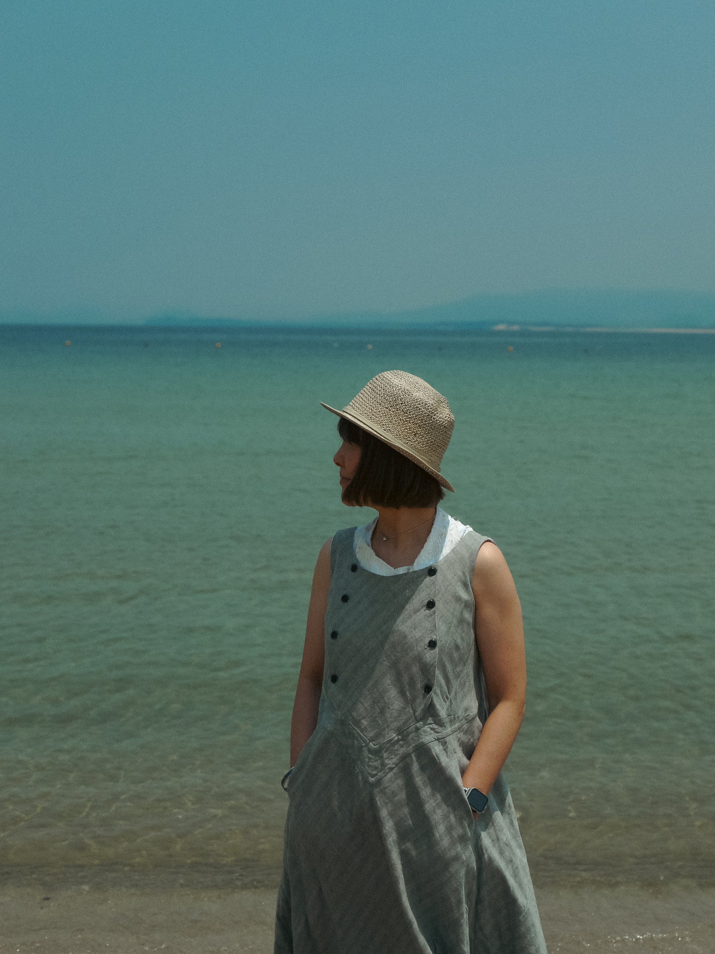 bias cutting one-piece K213 SIC yatara.stripe navy/khaki