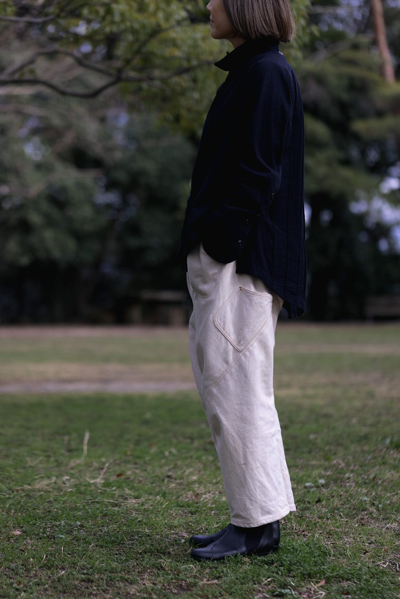 departure pants KKK701 ASIC white denim
