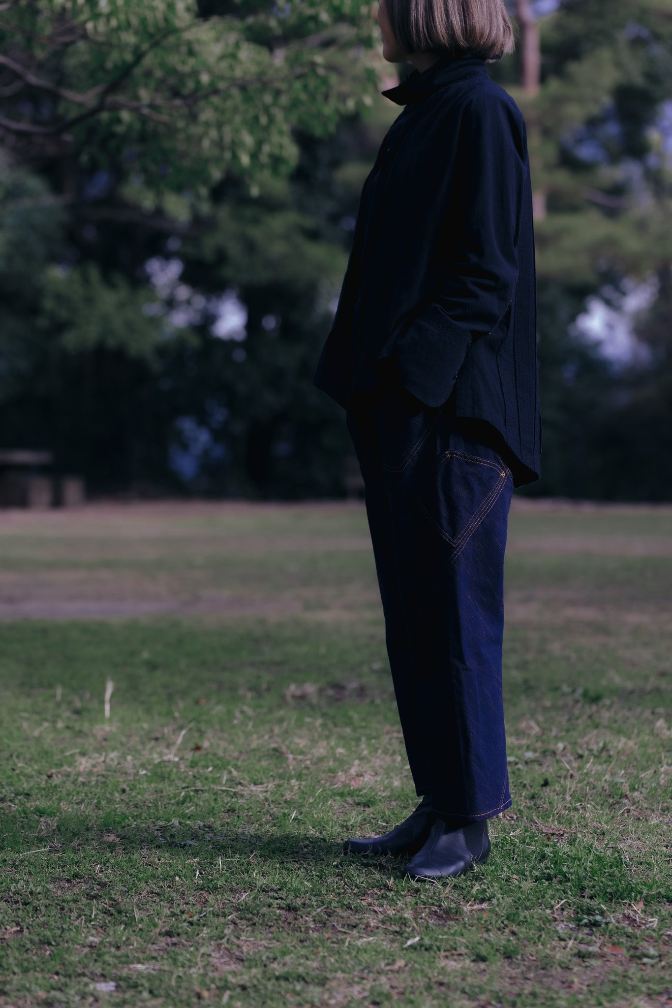 departure pants KKK701 kasuri hanpu navy