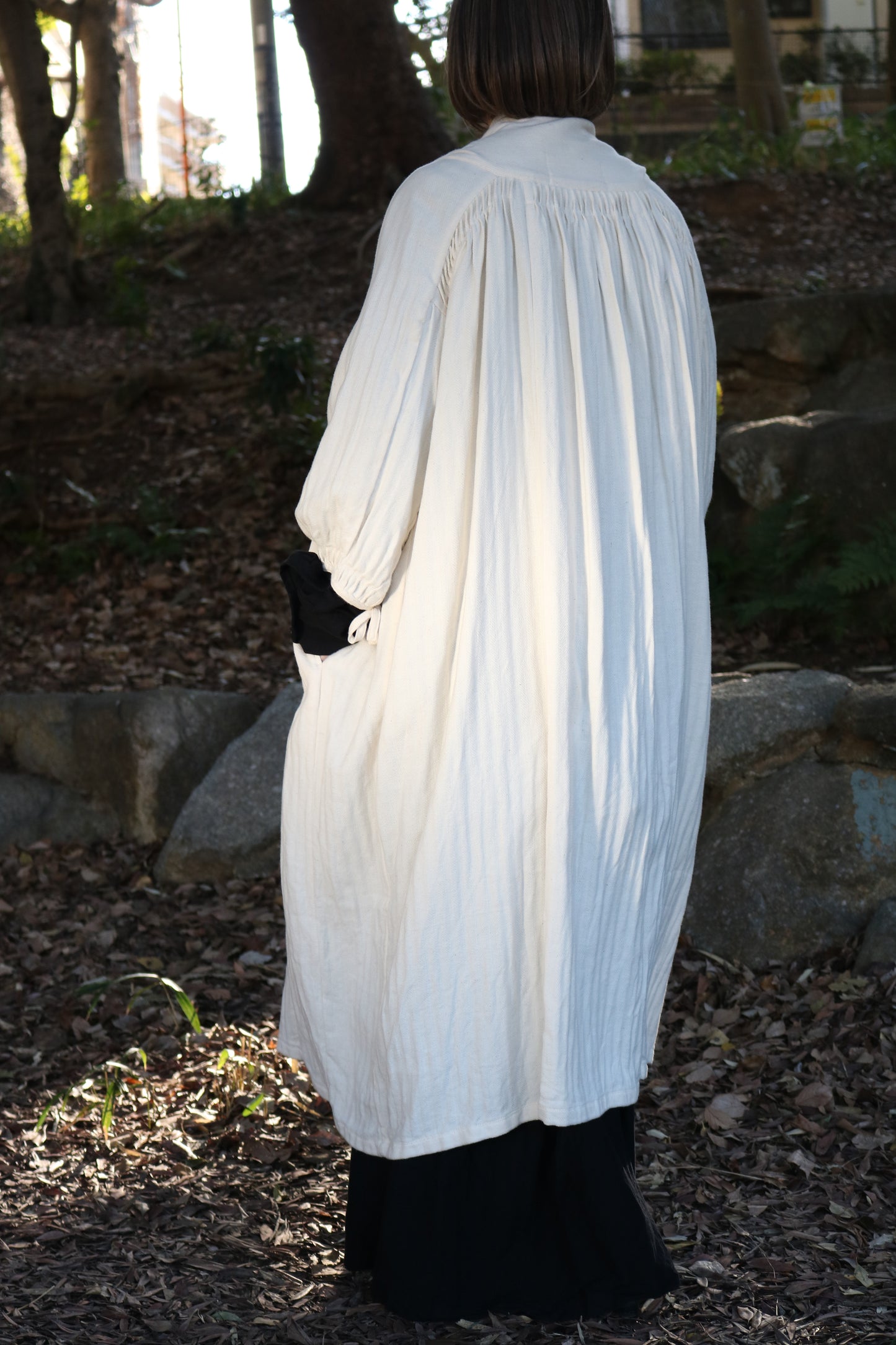 kirumono onepiece K203 cotton herringbone white