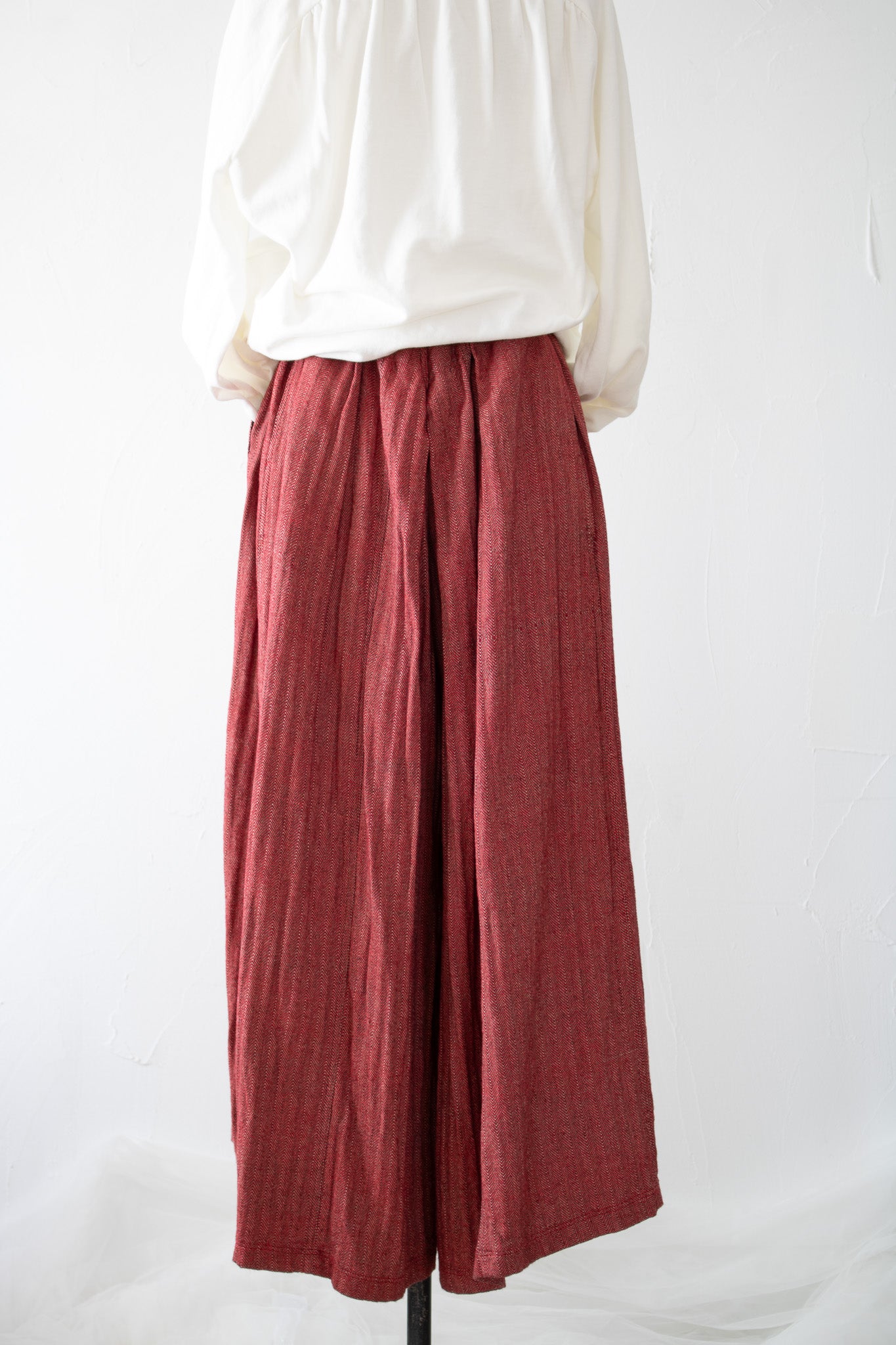hakama pants K700 cotton herringbone red/beige