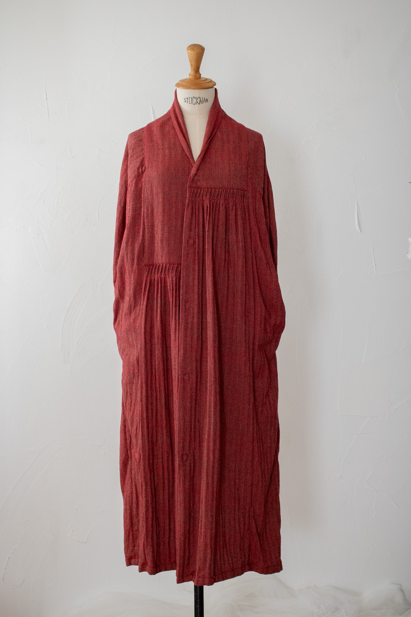 kirumono onepiece K203 cotton herringbone red/beige