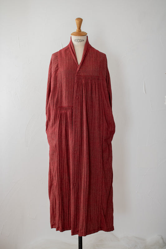 kirumono onepiece K203 cotton herringbone red/beige