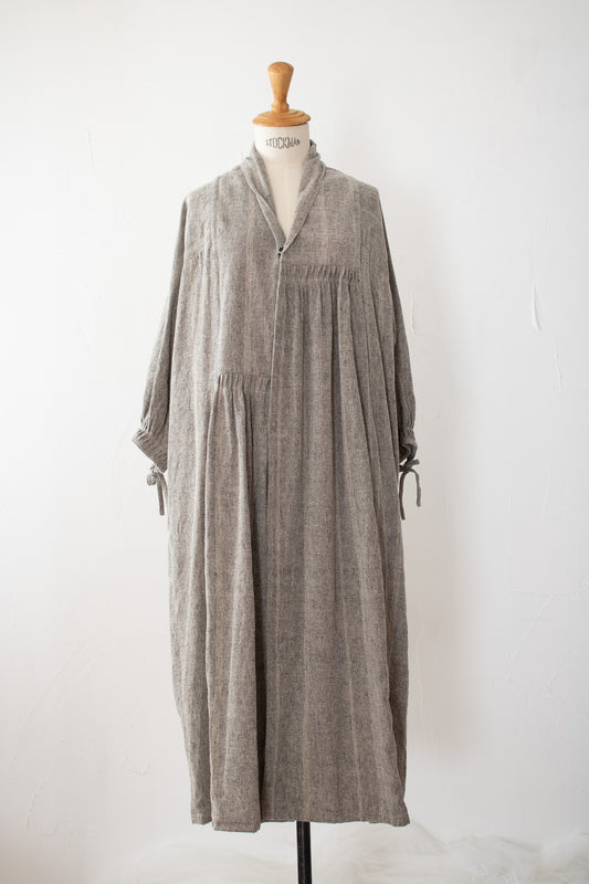 kirumono onepiece K203 linen cheneill glitter.stripe white/gold