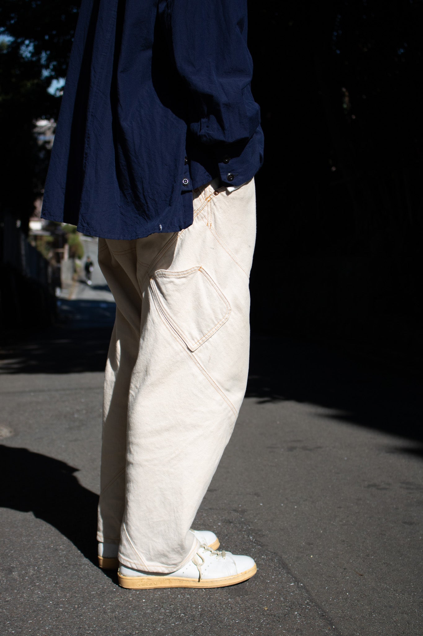departure pants KKK701 ASIC white denim