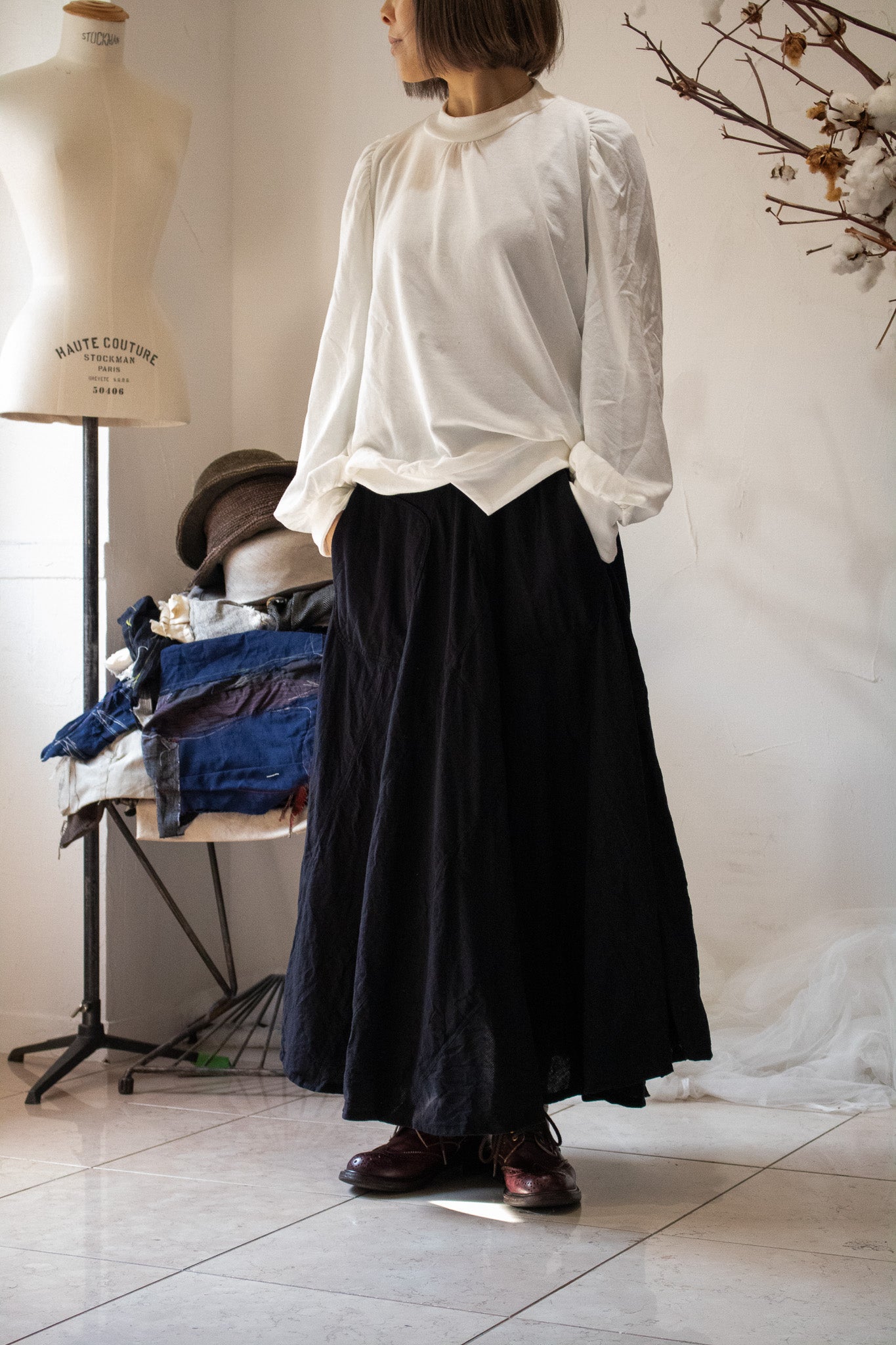 sidesaddle skirt K901 soft chizimi black