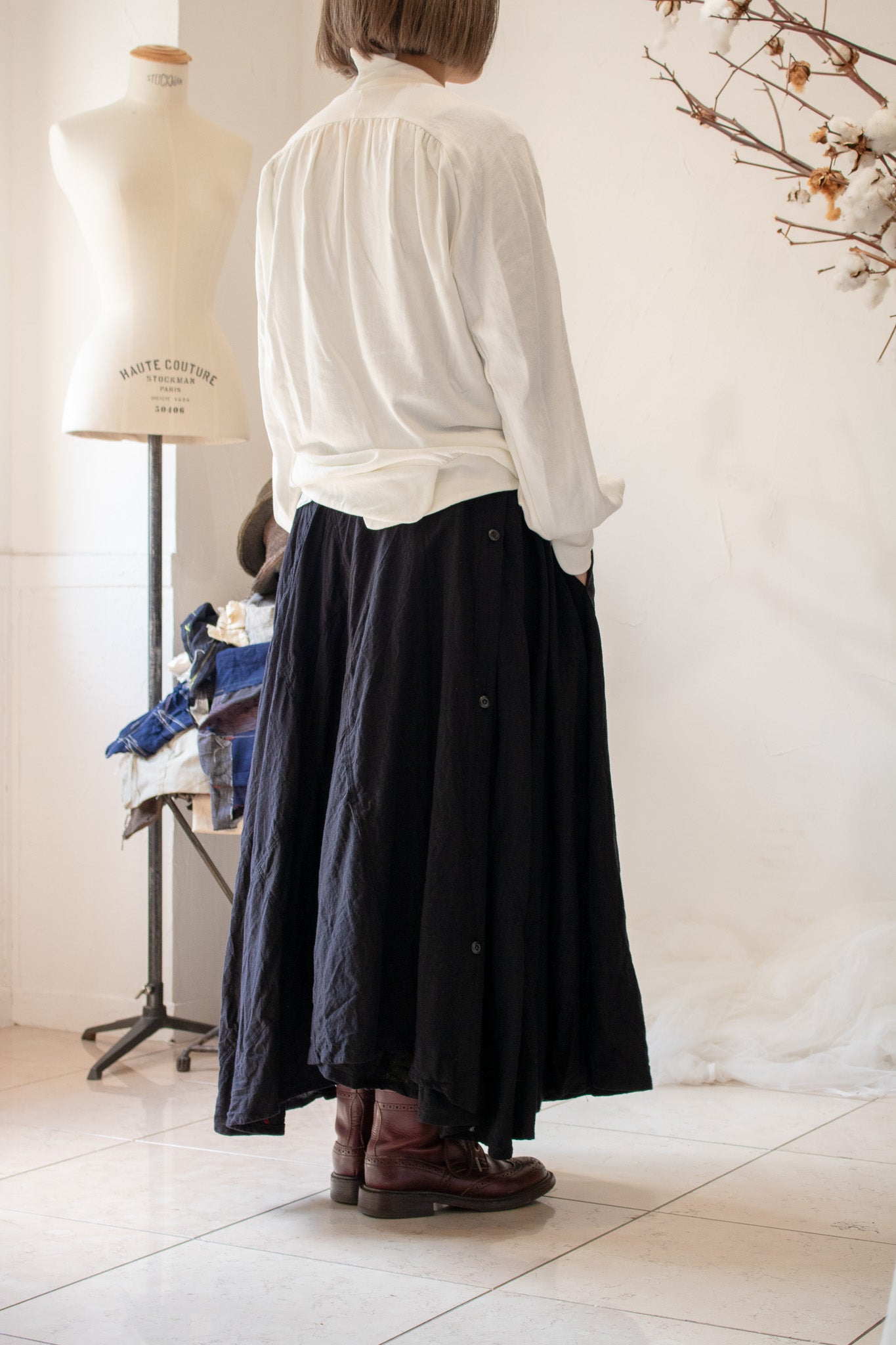 sidesaddle skirt K901 soft chizimi black