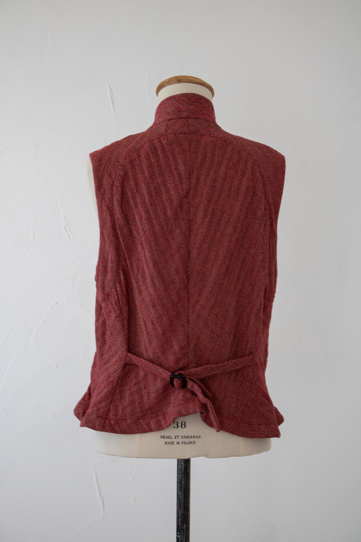 mannish vest K601 cotton herringbone red/beige