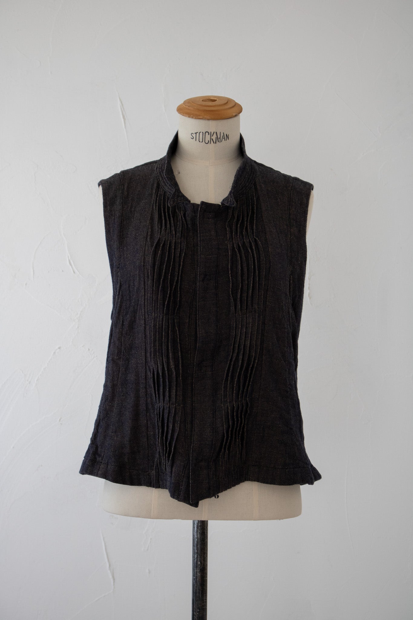 mannish vest K601 cotton twill navy/sepia