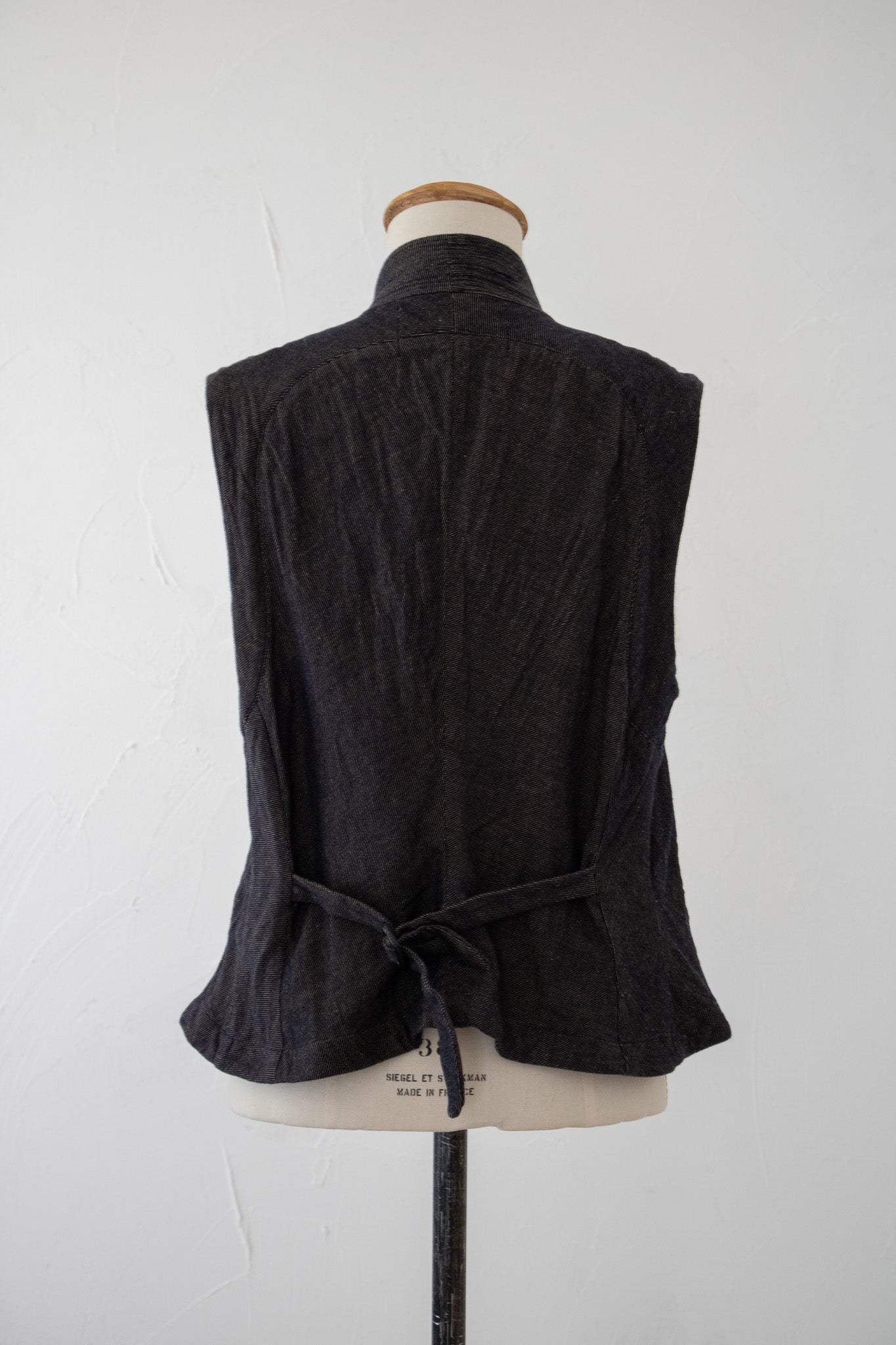 mannish vest K601 cotton twill navy/sepia