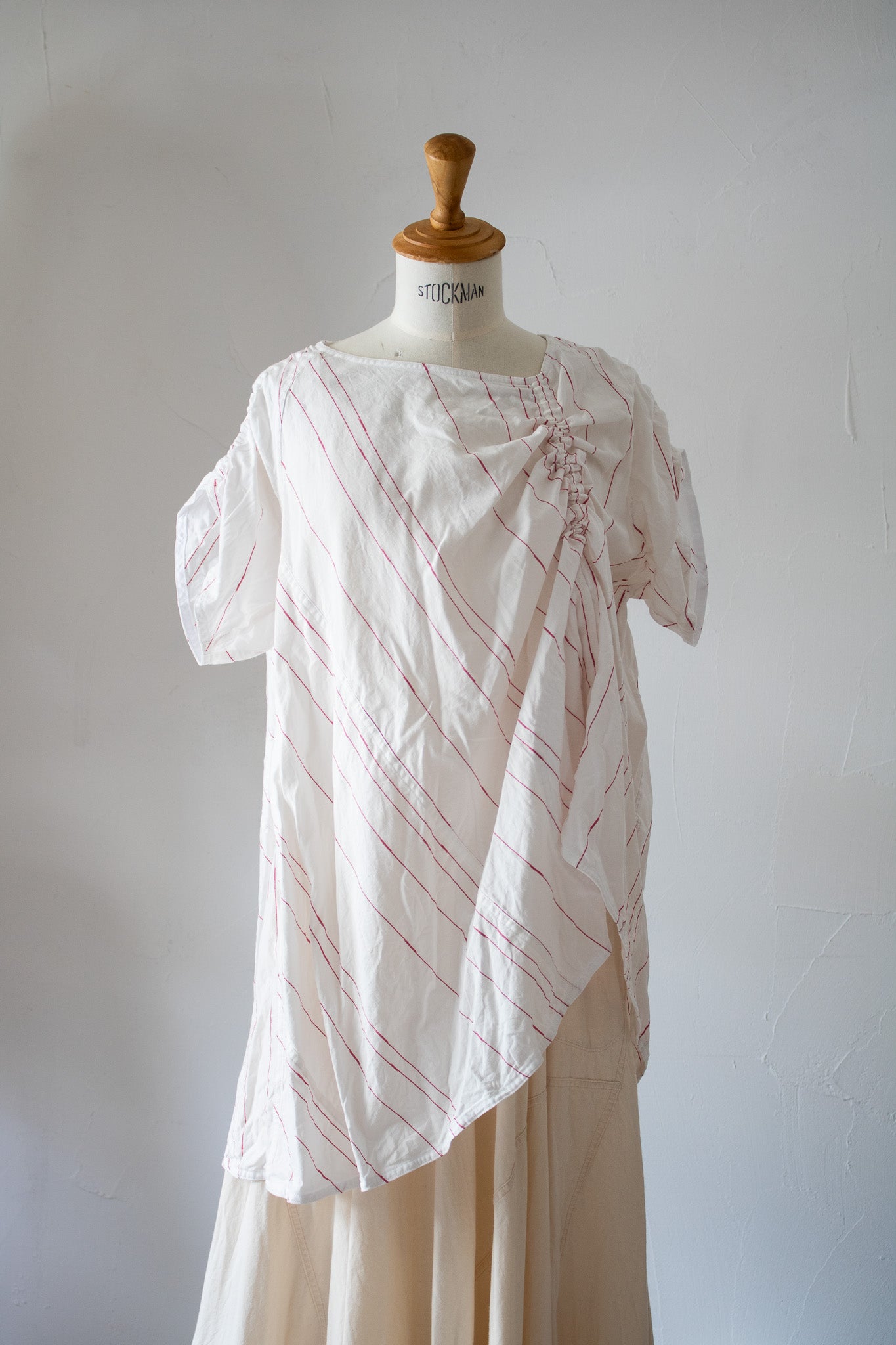short sleeve blouse K501-A SIC stripe white/red