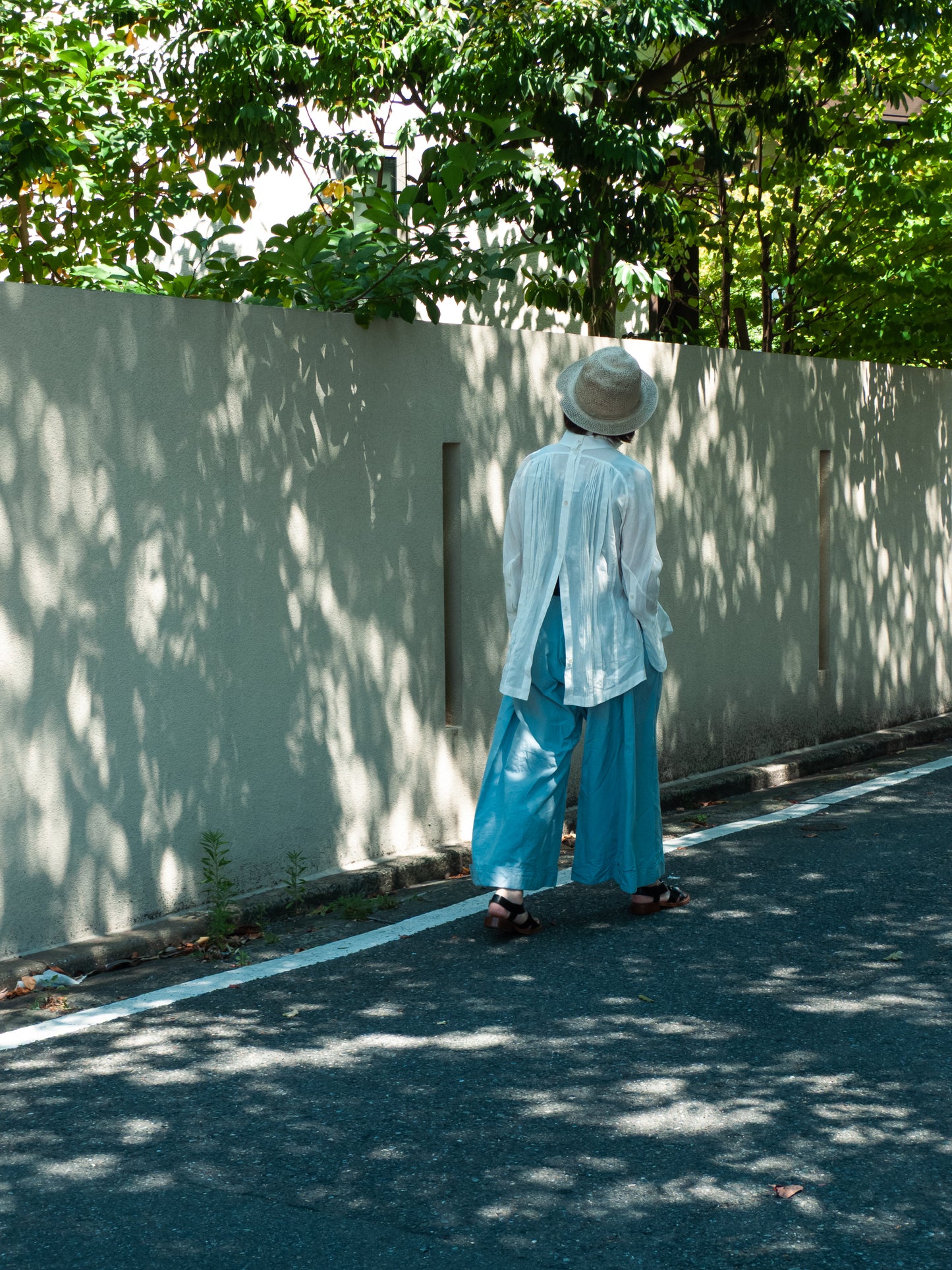 wide pants K704 SIC smoky blue
