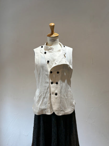 unisex Vest cotton heringborn white K603