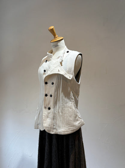 unisex Vest cotton heringborn white K603