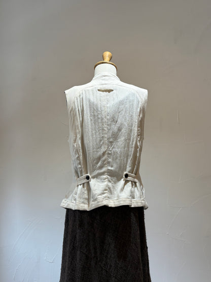 unisex Vest cotton heringborn white K603