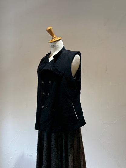 unisex Vest 60/2 kirikasuri black K603