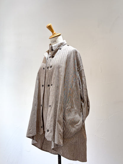 drape blouse K500-A katagaimomen ayaori heringborn brown