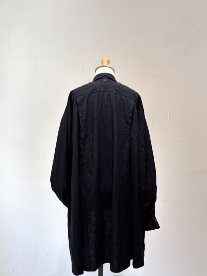 drape blouse K500-A yametsumugi black