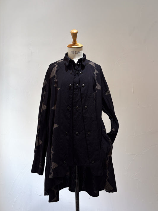 drape blouse K500-A kodo black/beige