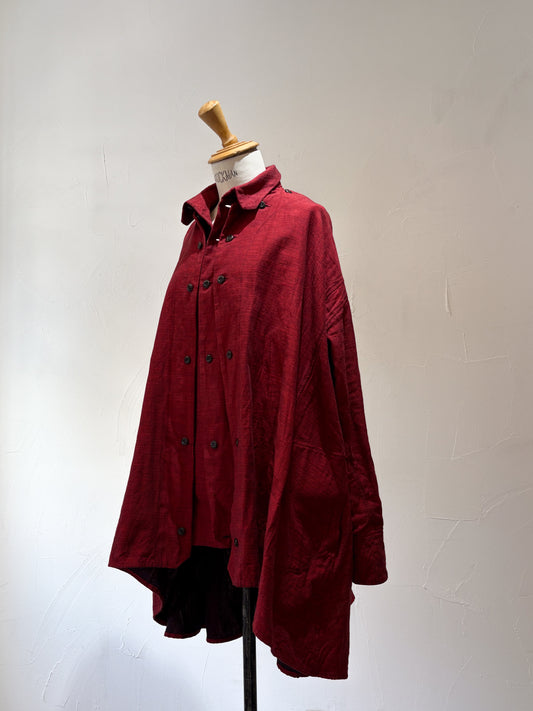 drape blouse K500-A katagaimomen ayaori red/navy