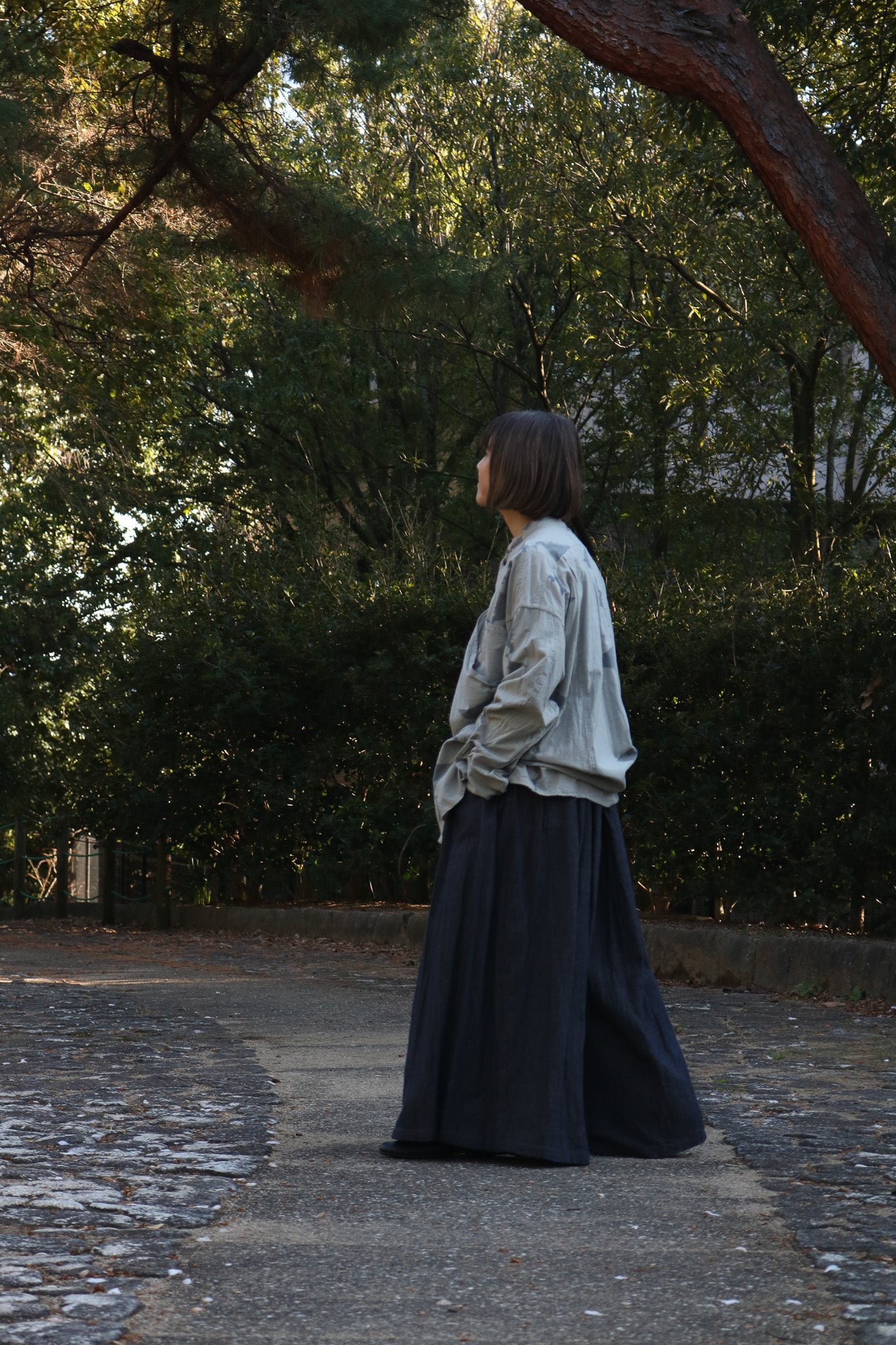 hakama pants K700 cotton twill navy/sepia