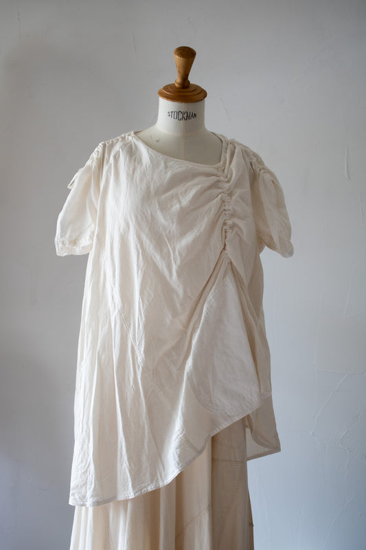 short sleeve blouse K501-A soft chizimi white