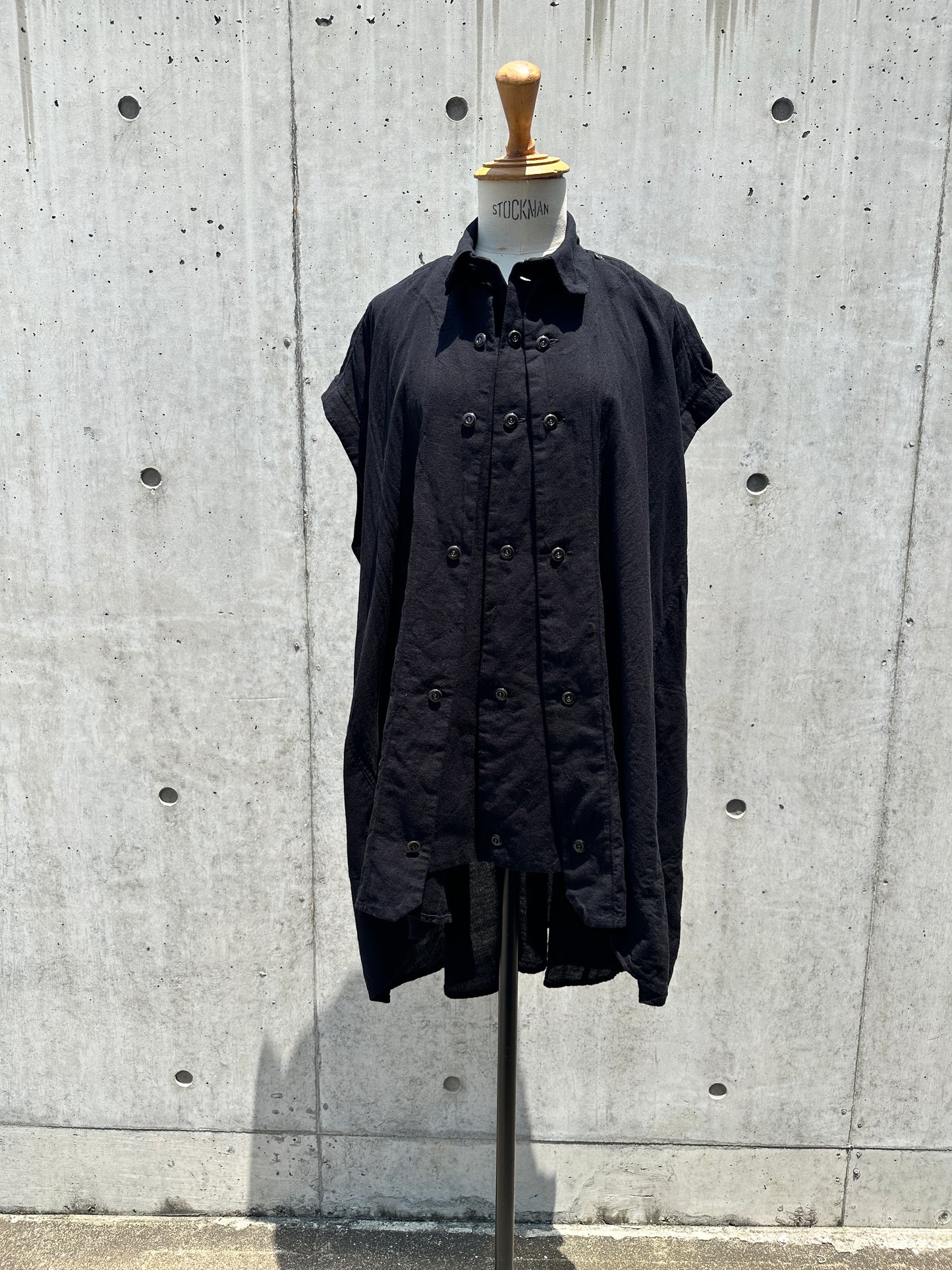 drape blouse  sleeveless K500-NS chizimi-ori black