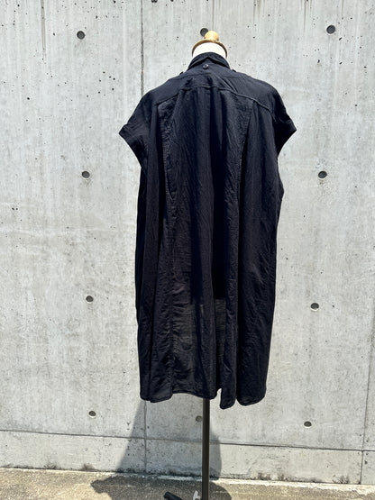 drape blouse  sleeveless K500-NS chizimi-ori black