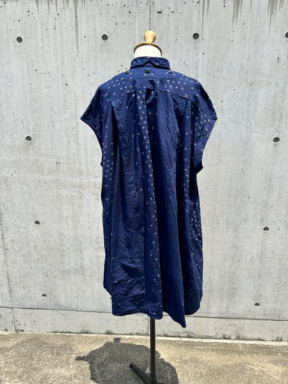 drape blouse  sleeveless K500-NS aizome hikoboshi