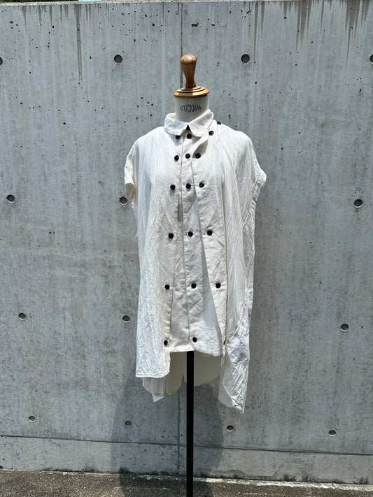 drape blouse  sleeveless K500-NS chizimi-ori kinari