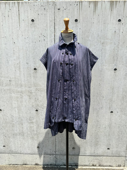 drape blouse  sleeveless K500-NS SIC yatarashima stripe navy