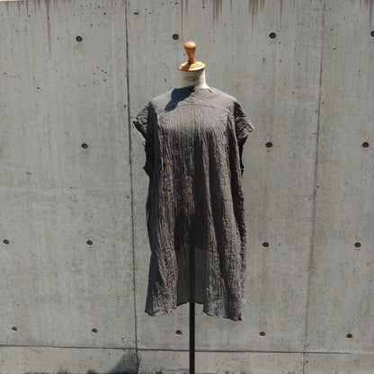 drape blouse  sleeveless K500-NS chizimi-ori black