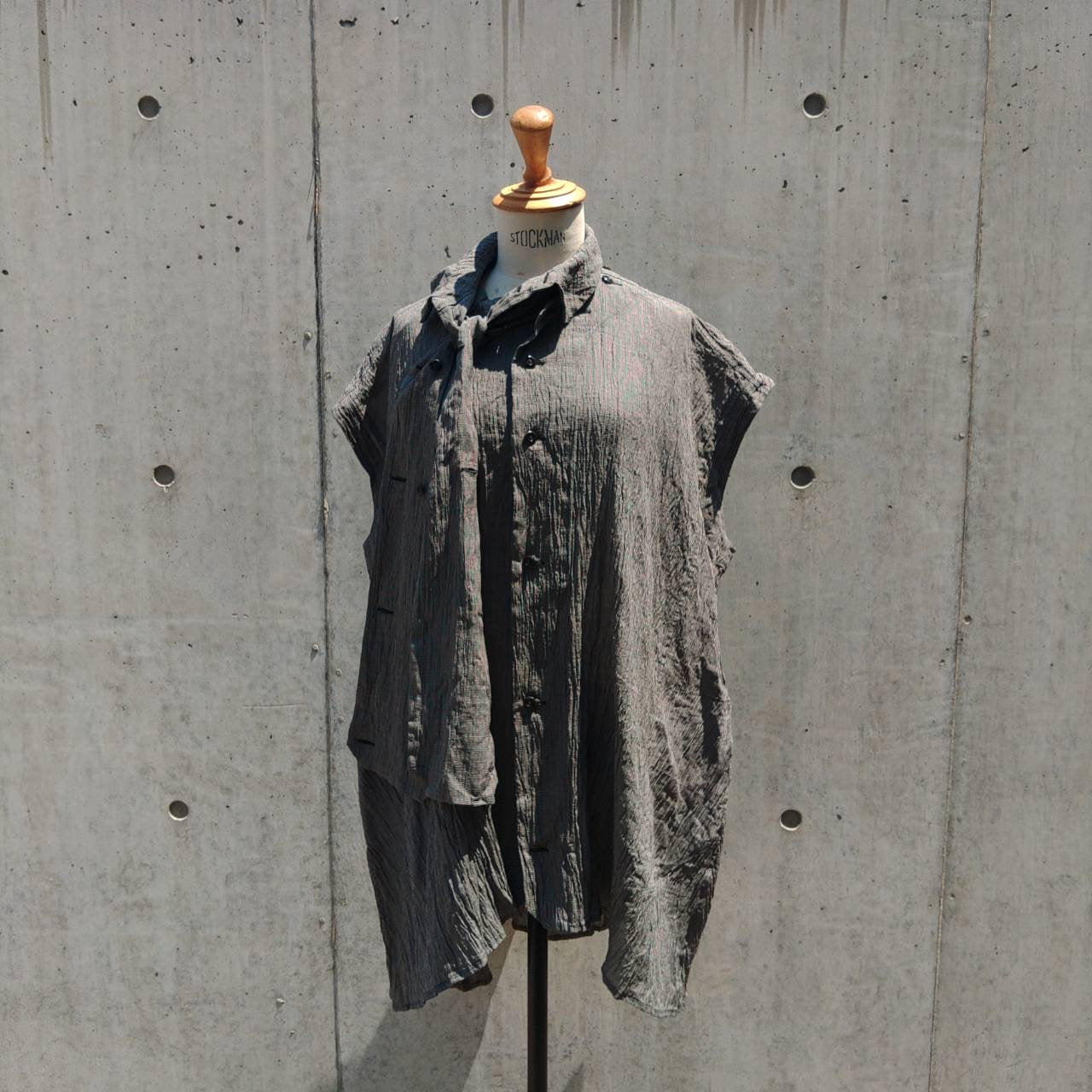 drape blouse  sleeveless K500-NS chizimi-ori kinari