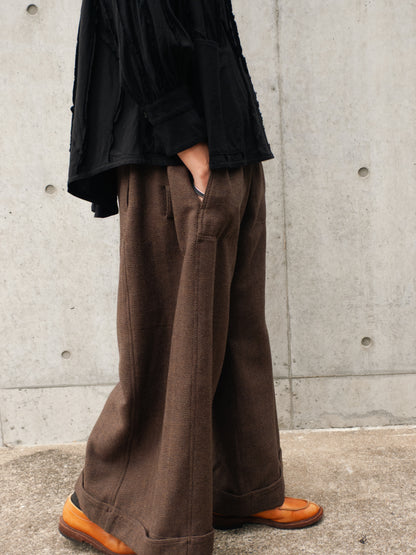 wide pants K704 kodo black/beige