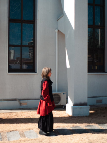 drape blouse K500-A katagaimomen ayaori red/navy