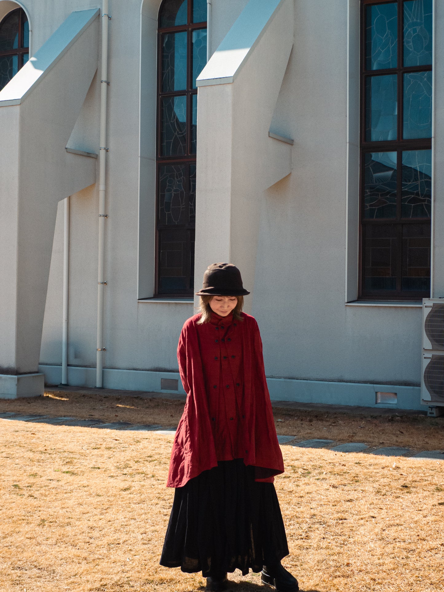 drape blouse K500-A katagaimomen ayaori red/navy